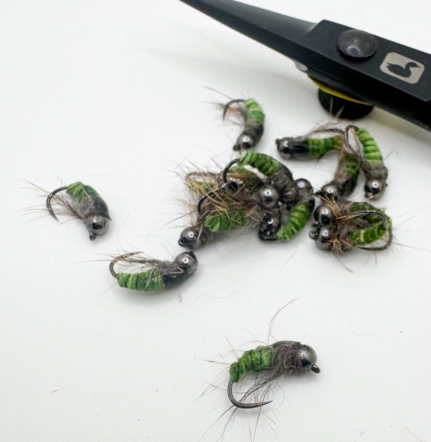 Car Wash Caddis Green Tungsten Bead