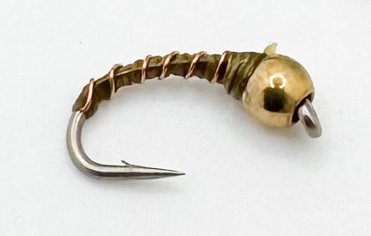 Gold BH Olive Zebra Midge