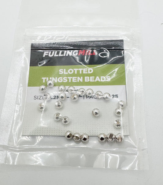 Slotted Tungsten Beads Silver