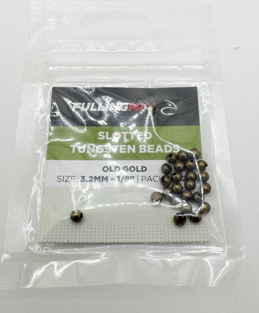 Slotted Tungsten Beads Old Gold