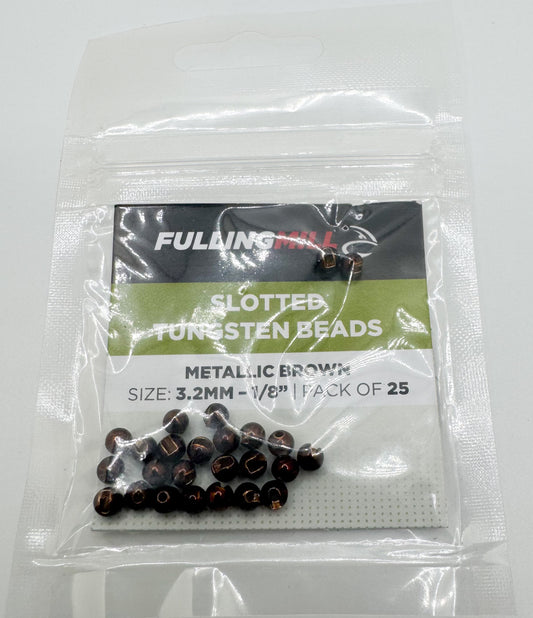 Slotted Tungsten Beads Metallic Brown