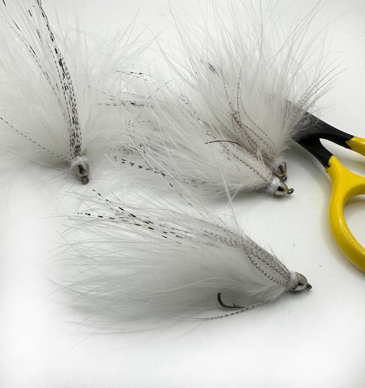 Cone head soft hackle streamer white