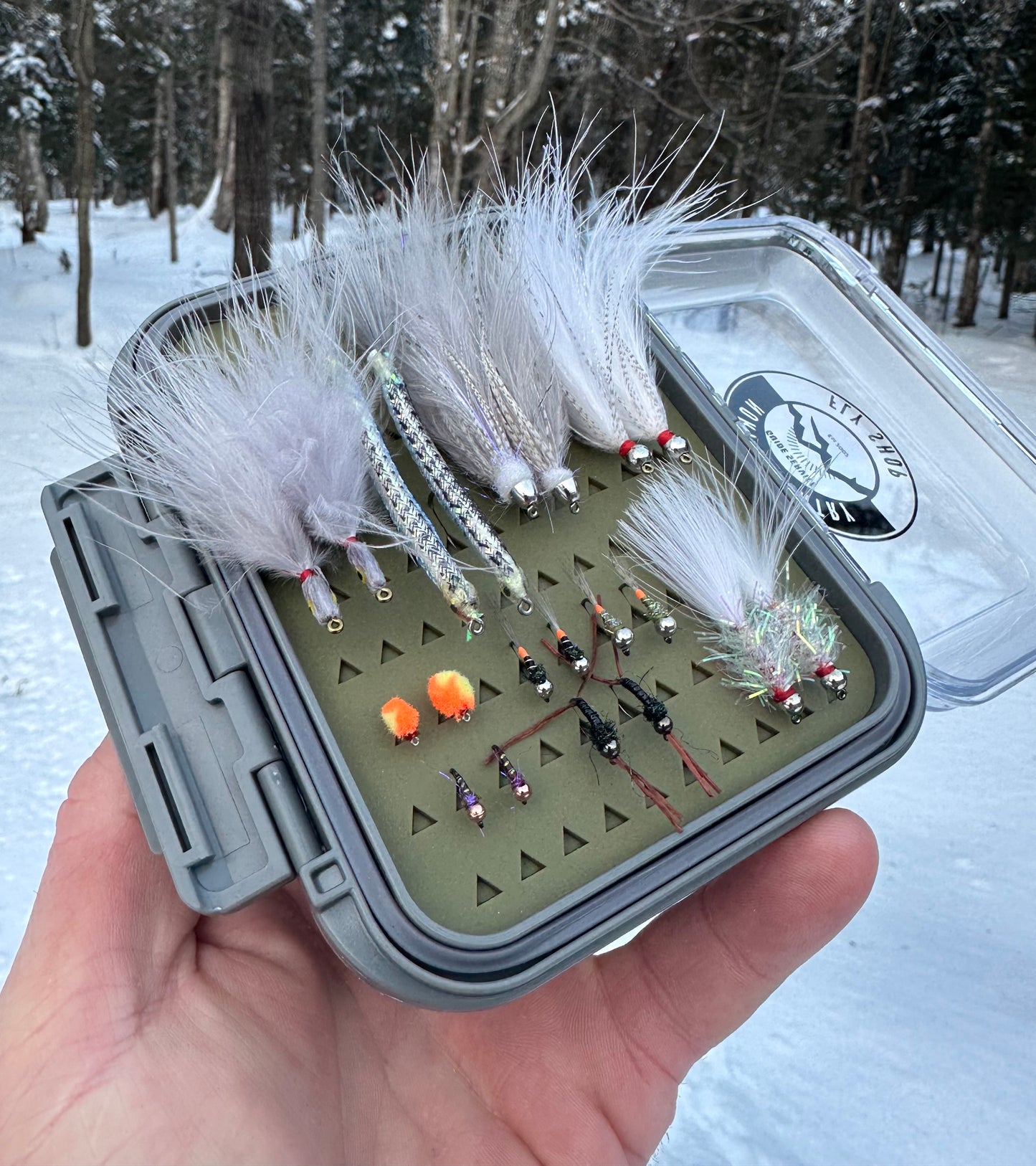 Winter Fly Selection for With Custom Waterproof Fly Box